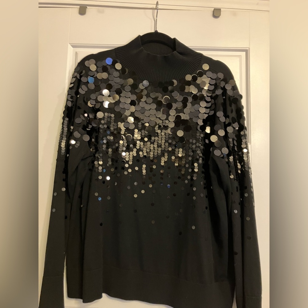 Talbots Black Pullover With Metallic Accents - image 1